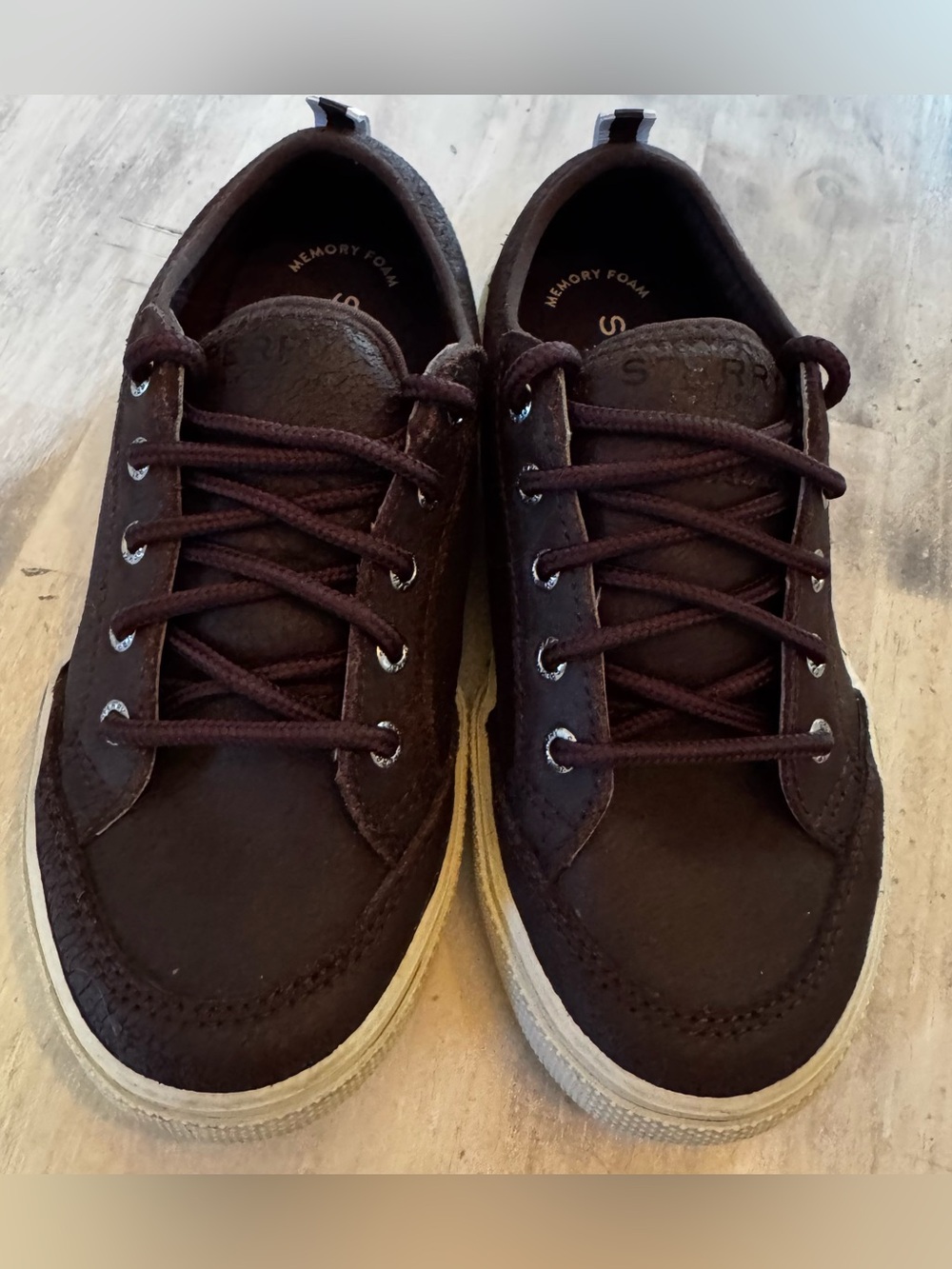 SPERRY boat deck shoes brown boys 13 lace up dress up GUC
